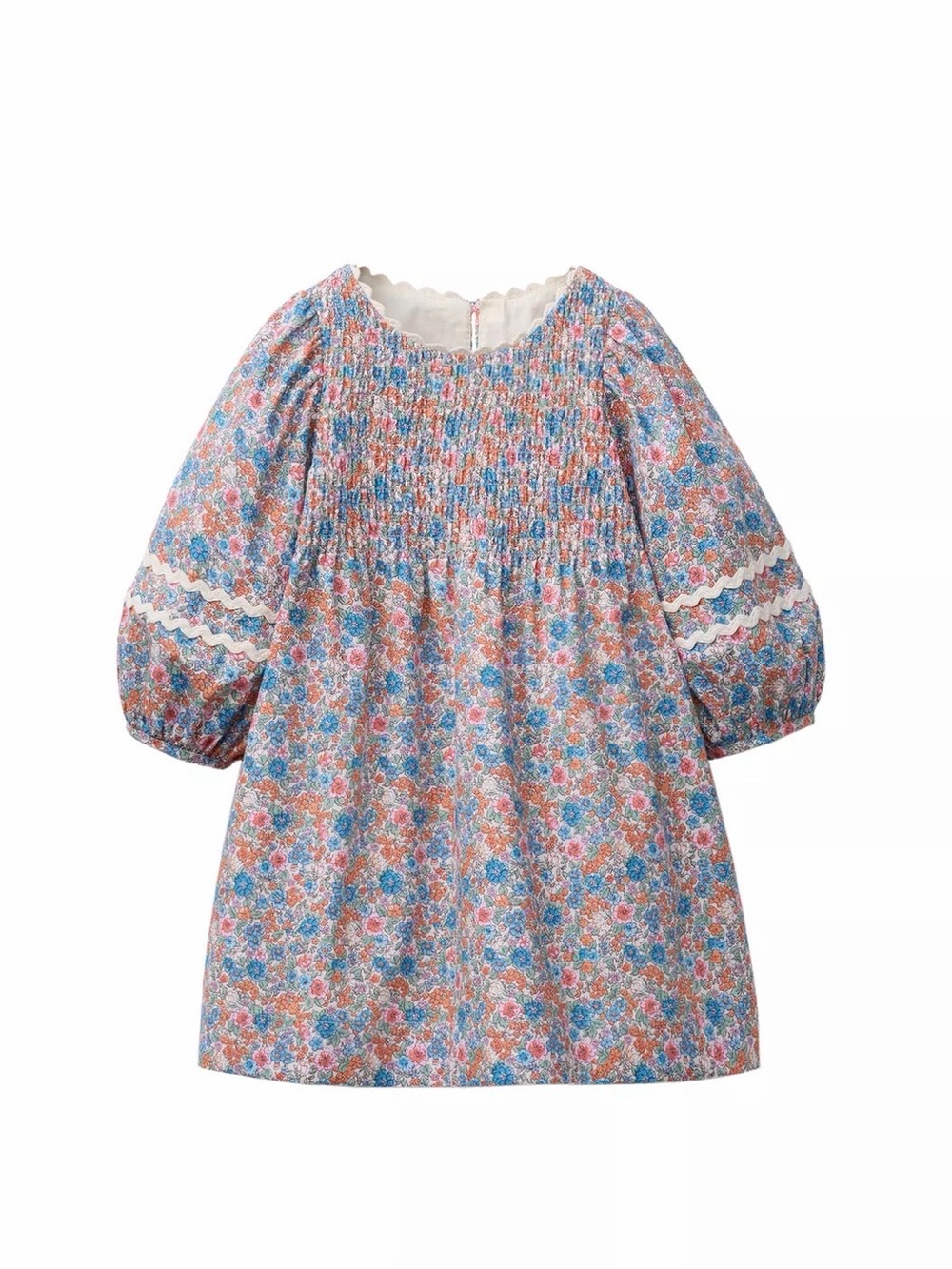 Zara Floral Smocked Dress with wavy trim (size 6)